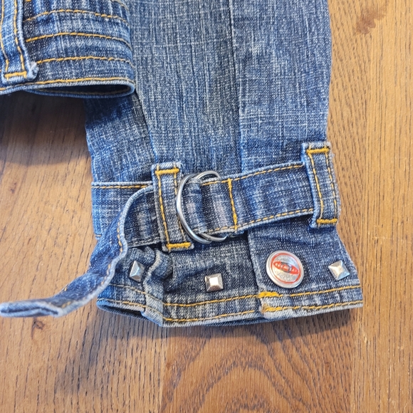Rocawear Girls Cropped, Studs & Patches Motorcycle Jean Jacket - Picture 14 of 15
